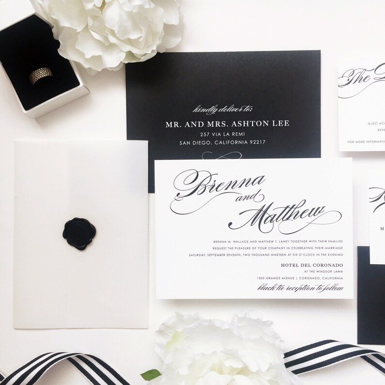 Classic Style Wedding Printed Black and White Wedding Menu Cards Customize Menu Cards Simple Printed Menu Cards