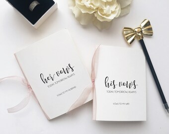 His and Hers Wedding Vow Card Book with Ribbon
