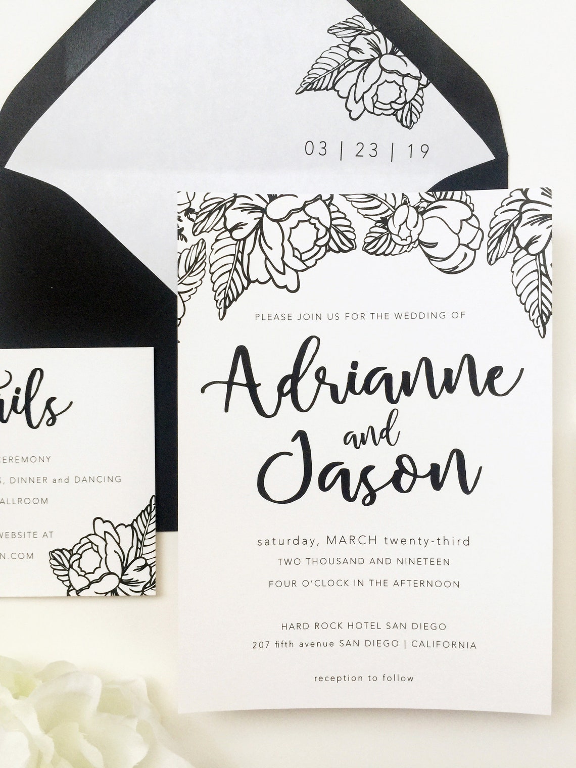Modern Black and White Wedding Invitations. Modern Style - Etsy