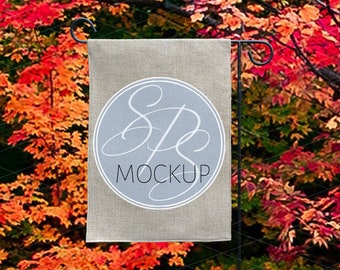 Download Fall Garden Flag Mockup Blank Burlap Flag Template Your Design Here 3d Flag Mock Up