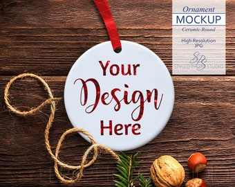 Download Ceramic Ornament Mockup Farmhouse Mockup Round Christmas Ornament For Sublimation Your Design Here Packaging Mockups Templates PSD Mockup Templates