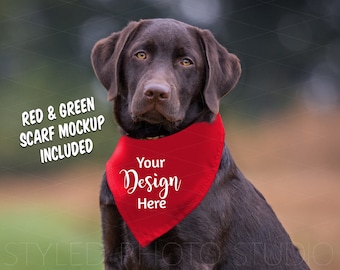 Download Free Holiday Dog Scarf Mockup, Pet Neck Tie for Vinyl Design, Blank Scarf for Sublimation PSD Template