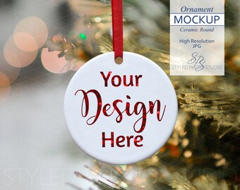 Download Christmas Ornament Mockup Christmas Ornament On Tree Mockup Round Ornament Template Your Design Here Free Downloads T Shirt Mockups