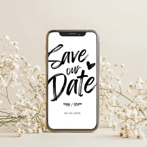Moderne Save the Date-kaart, aanpasbare Save the Date-uitnodigingen, digitale sjabloon, digitale uitnodiging, mobiele uitnodiging, STD