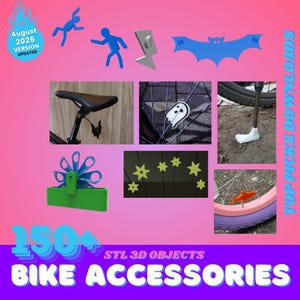 Bike Accessories 150+STL Bundle | Bottle Holders, Spoke Charms, Storage Mounts & More | Digital 3D Print Files