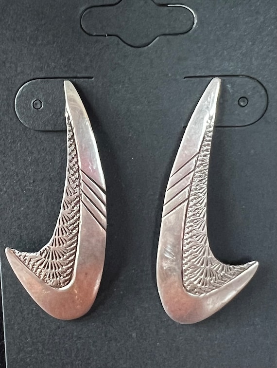 Art Deco Swoosh Silver Earrings