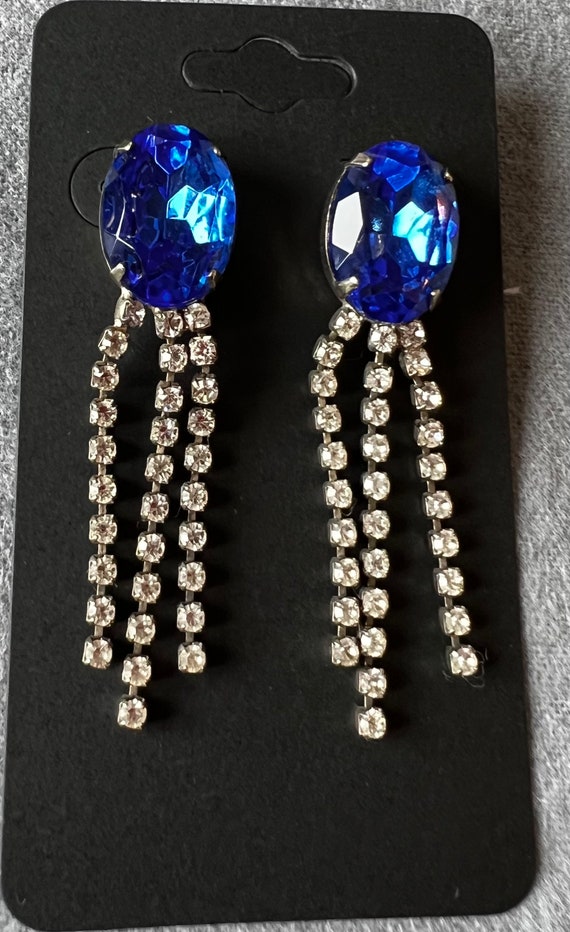 Blue and White Vintage Costume Earrings