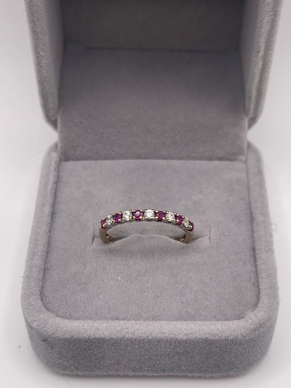 9ct gold ruby and cz ring
