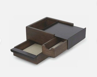 Umbra terrace jewel tray black walnut with Stowit jewelry box black-walnut