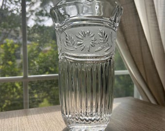 Vintage Crystal Vase 24% Lead Crystal with Frosted Flowers