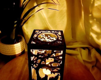 Wooden, Laser-cut Lantern for Votive or Tealight Electric Candles