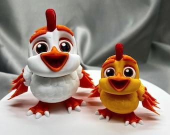 3D Printed Articulated Chicken: Custom Color Posable Toy