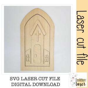Archivo cortado con láser de iglesia rústica, archivo cortado con láser SVG, listo para láser
