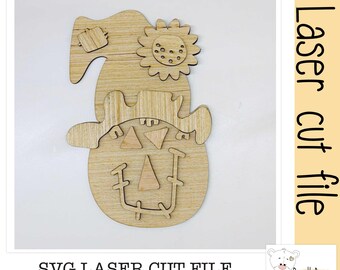 Scarecrow Pumpkin Head laser cut file, Laser SVG Cut file, laser ready svg
