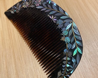 Mother-of-pearl Japanese vintage Kanazashi hair comb