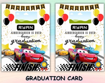 Autos bearbeitbare Abschlusskarte / Lightning McQueen-Grußkarte / druckbare Abschlussgeschenkkarte / Glückwunschkarte / bestandene Karte