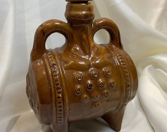Vintage Soviet Ceramic Barrel-Shaped Decanter
