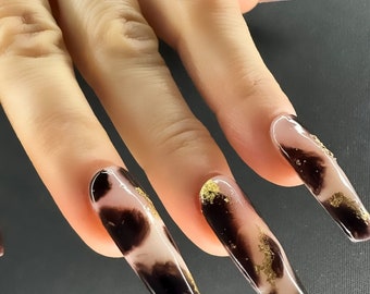 LEO NAIL  Leopard Gold Model Reusable | Nails Premium Nails Gel Manicure | False Nails | Handmade | Neuveau Depart Nail fake nails