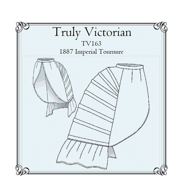 E-Pattern TV163 – 1887 Imperial Tournure -  Waist 20-46"  Imperial or Regular Victorian 1880s Bustle Costume  Digital PDF Sewing Pattern.