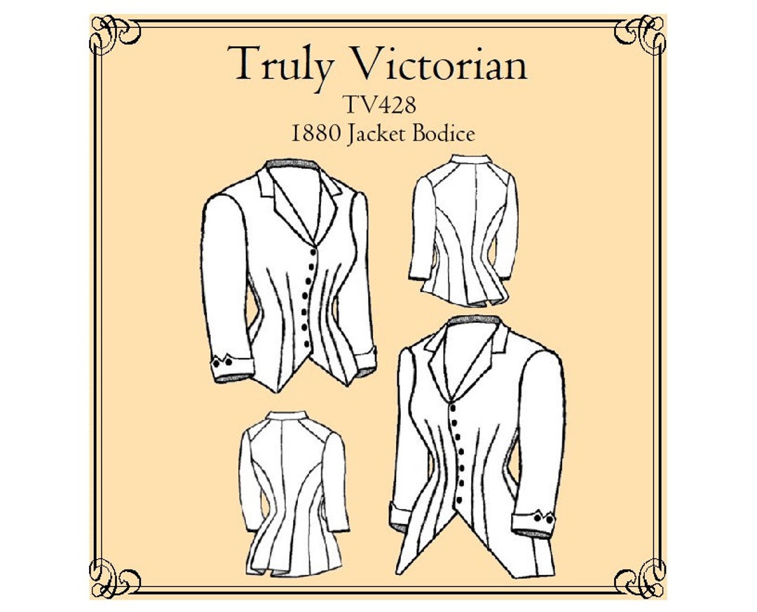 1880 Jacket Bodice Sewing Pattern: Truly Victorian TV428 (digital PDF ...