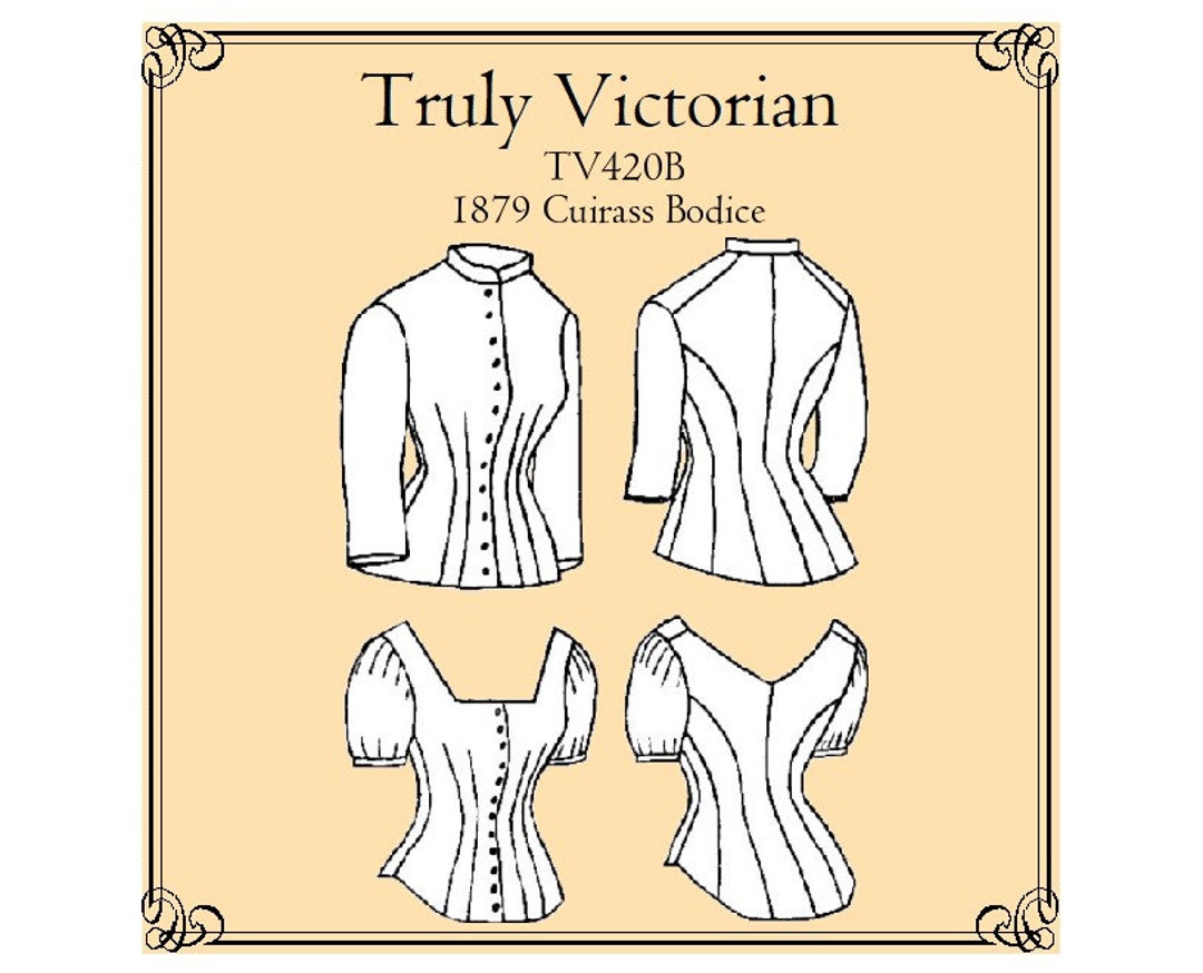 1879 Cuirass Bodice Sewing Pattern: Truly Victorian TV420B (digital PDF ...