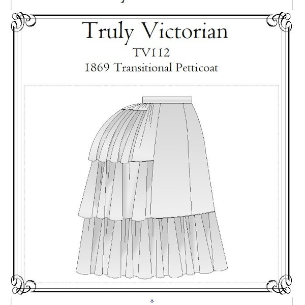 E-Pattern TV112 – 1869 Transition Petticoat  -  Waist 20-46"  Print at home Digital PDF Sewing Pattern.