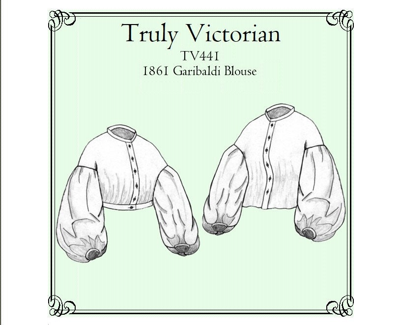 Patrón de costura para blusa Garibaldi de 1861: Auténticamente victoriana TV441 (PDF digital)