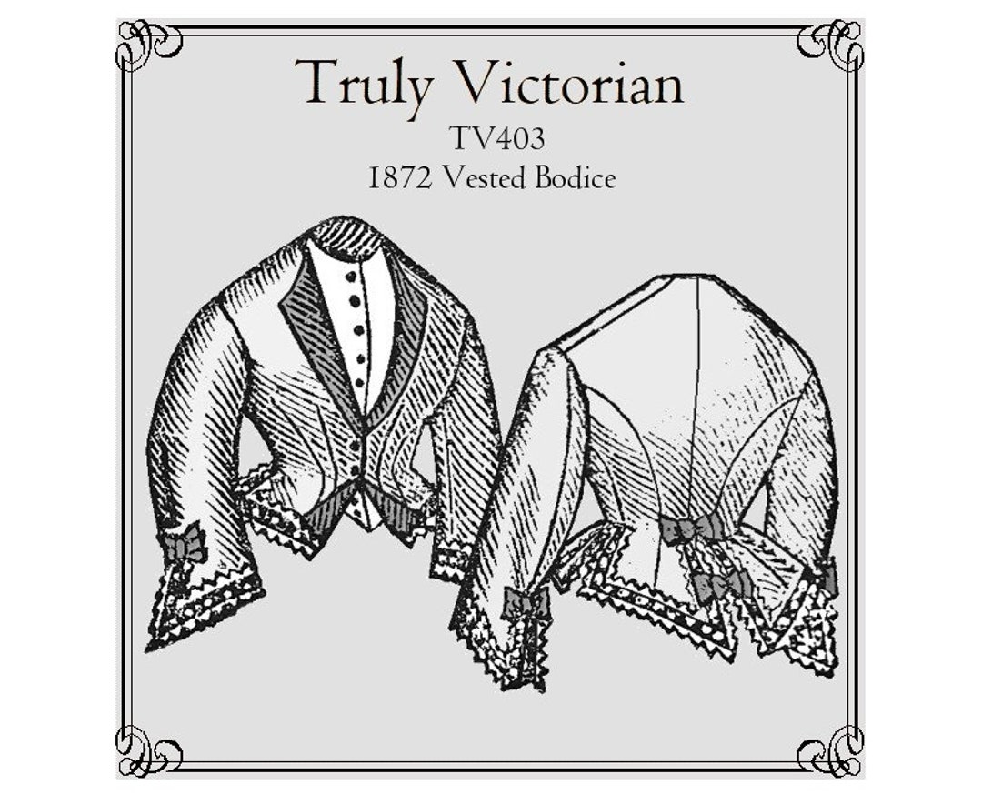E-pattern TV403 1872 Vested Bodice Bust 30-56 Truly Victorian Print at ...