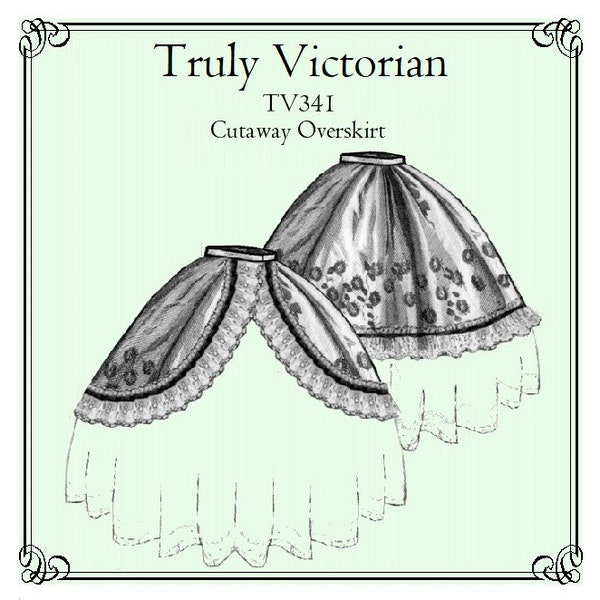 Cutaway Overskirt Sewing Pattern: Truly Victorian TV341 (Digital PDF)