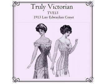 E-Pattern TVE13 – Corsetto tardo edoardiano del 1913 - vita 19-45" Cartamodello PDF digitale per costume veramente vittoriano.