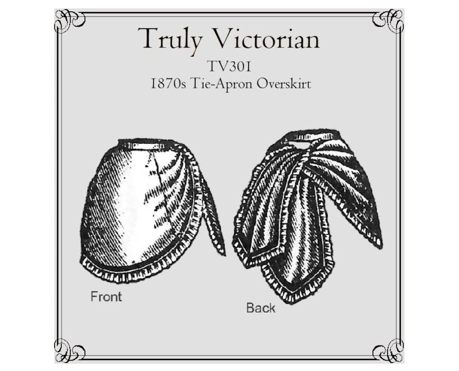 1870s Tie-apron Overskirt Sewing Pattern: Truly Victorian TV301 ...