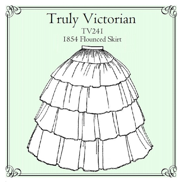 1854 Flounced Skirt Sewing Pattern: Truly Victorian TV241 (Digital PDF)