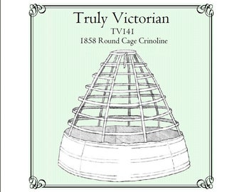 Patrón de costura para crinolina de jaula redonda de 1858: Auténticamente victoriana TV141 (PDF digital)
