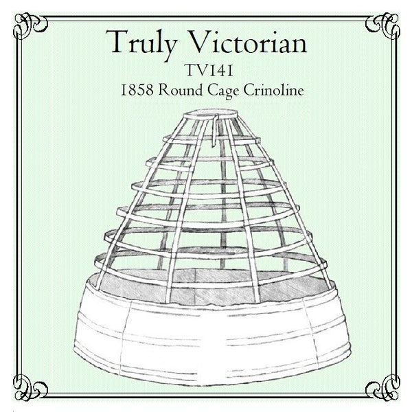 1858 Round Cage Crinoline Sewing Pattern: Truly Victorian TV141 (Digital PDF)