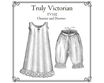 Victorian Chemise and Drawers  Sewing Pattern: Truly Victorian TV102 (Digital PDF)