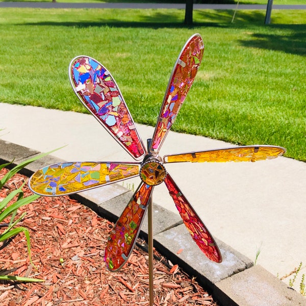 Large Multicolored Pinwheel - SunCatcher.. pinwheel SunCatcher.. yard art .. garden art .. gift for garden lovers .. garden lover SunCatcher