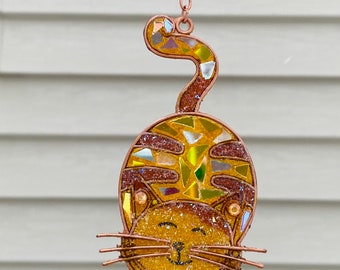 Cat.. blingthingzbylori.. suncatcher.. wind chime.. whirligigs wind spinner.. cat wind chime... crazy cat lady .. gift