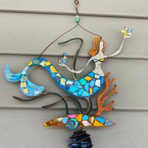Mermaid .. Spinner - SunCatcher.. yard art.. garden art .. two sided SunCatcher.. mermaid SunCatcher..whirligigs wind spinner