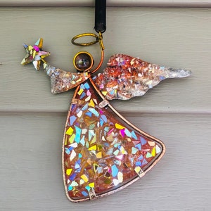 Orange Angel Bouncy - Sun Catcher angel .. SunCatcher Christmas Angel .. Christmas Angel