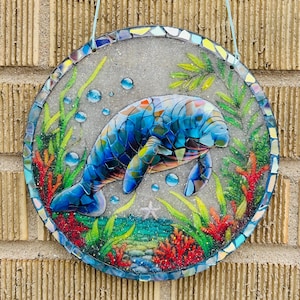 Manatee Suncatcher: Coastal Window Decoration, 7.75&quot;