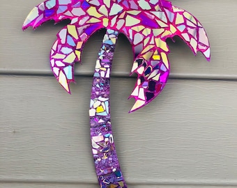 Palm tree .. palm tree wall hanging..purple palm tree ..blingthingzbylori.. SunCatcher.. garden art