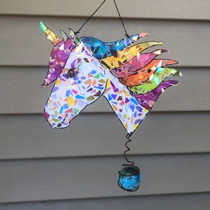 Unicorn .. sparkly unicorn.. blingthingzbylori.. whirligigs.. bedroom decoration.. window decoration.. SunCatcher.. unicorn