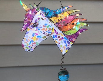 Unicorn.. Sparkly unicorn.. BlingthingzbyLori .. whirligigs.. bedroom decoration.. window decoration.. suncatcher.. unicorn gifts