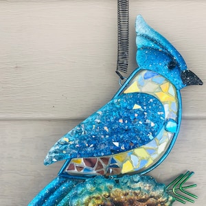 Blue Jay .. BlingthingzbyLori .. yard art .. garden art .. whirligigs wind spinner .. bird suncatcher.. bird lover items