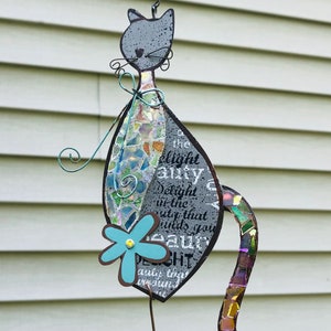 Cat .. SunCatcher.. cat bouncy .. blingthingzbylori.. window decoration.. crazy cat lady gift .. whirligigs wind spinner