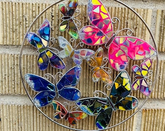 Butterflies .. Butterfly wind chime .. Blingthingzbylori.. suncatcher.. garden art .. yard .. whirligigs wind spinner .. window hanging