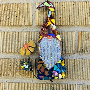 Gnome .. SunCatcher.. gnome whirligig wind spinner .. blingthingzbylori.. garden art.. yard art..Christmas gift..sparkly gnome