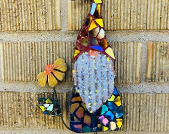 Gnome .. SunCatcher.. gnome whirligig wind spinner .. blingthingzbylori.. garden art.. yard art..Christmas gift..sparkly gnome