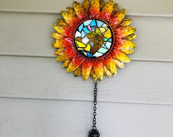 Sunflower..windchime .. blingthingzbylori.. garden art .. yard decoration.. whirligigs wind spinner