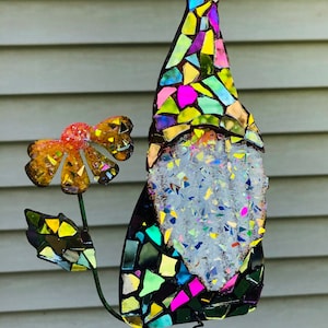 Gnome .. SunCatcher.. gnome whirligig wind spinner .. blingthingzbylori.. garden art.. yard art..Christmas gift..sparkly gnome